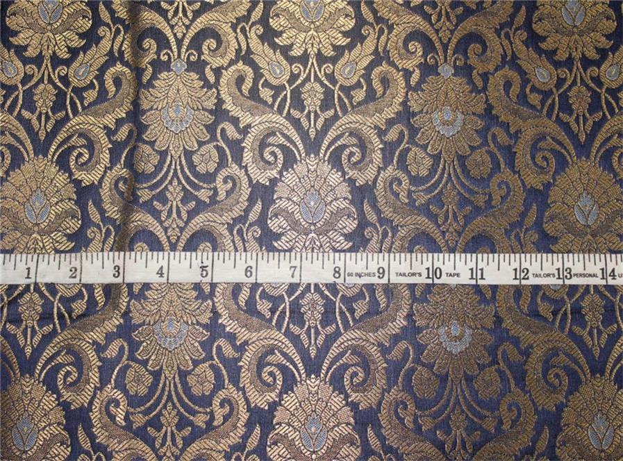 Brocade fabric navy blue x metallic gold color 44" wide Bro668[2]