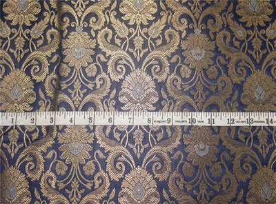 Brocade fabric navy blue x metallic gold color 44" wide Bro668[2]