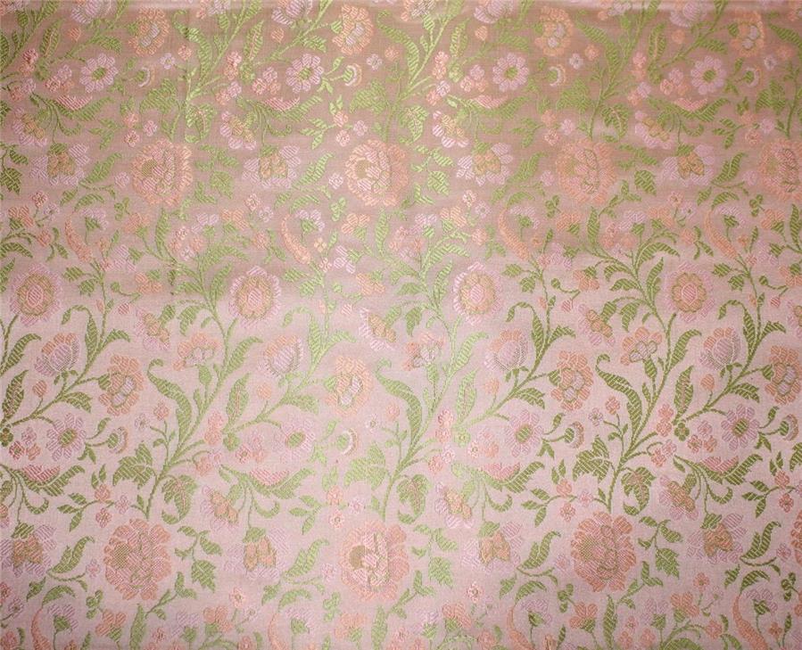 Brocade fabric cute light pink x green color 44" wide bro669[2]