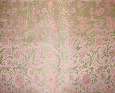 Brocade fabric cute light pink x green color 44" wide bro669[2]