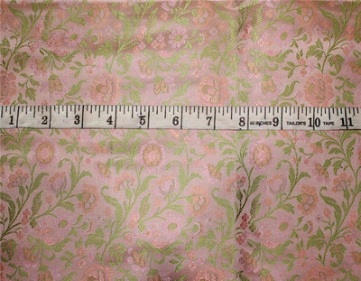 Brocade fabric cute light pink x green color 44" wide bro669[2]