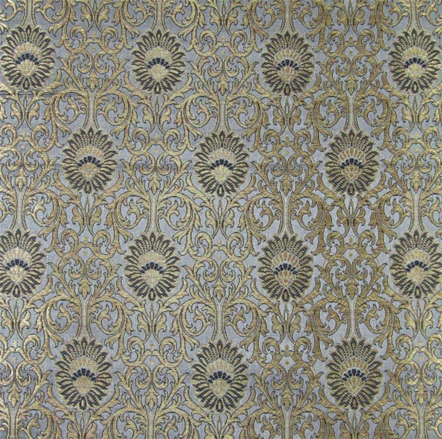 Brocade Fabric grey /black x metallic gold Color 44&quot;wide