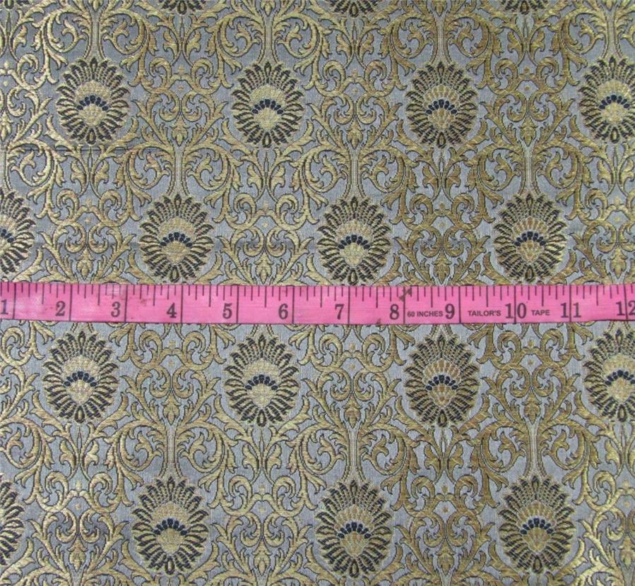 Brocade Fabric grey /black x metallic gold Color 44&quot;wide