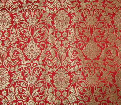 Heavy Brocade fabric Red x metallic gold color 36&quot;wide