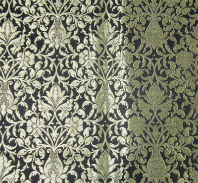 Heavy Brocade fabric black x metallic gold color 36&quot;wide