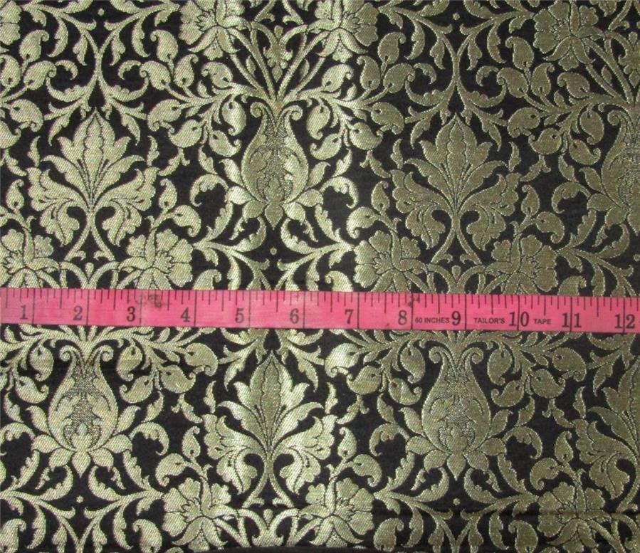 Heavy Brocade fabric black x metallic gold color 36&quot;wide