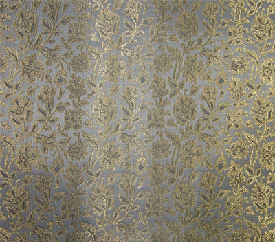 Brocade Fabric grey x metallic gold color 44&quot;