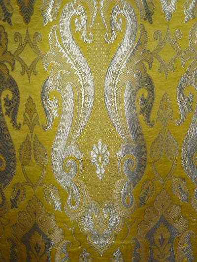 Heavy Brocade Fabric Yellow,Gold & Metallic Gold color 44" wide BRO334[6]