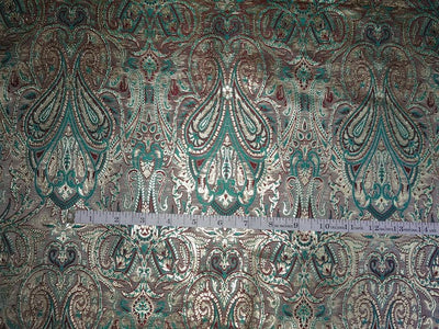 Brocade Fabric Red,Aqua & Metallic Gold color 44" wide BRO336[2]