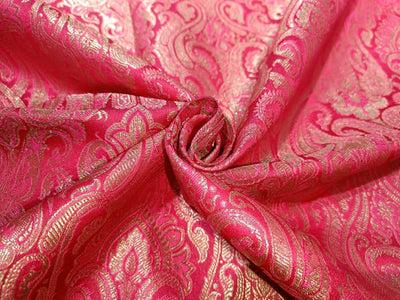 Silk Brocade fabric 44" wide BRO831 available in 8 colors [GREEN/ROSE PINK/RED/BISCUIT BEIGE/ EMRELED GREEN/PINK/ORANGE/ ELECTRIC BLUE]