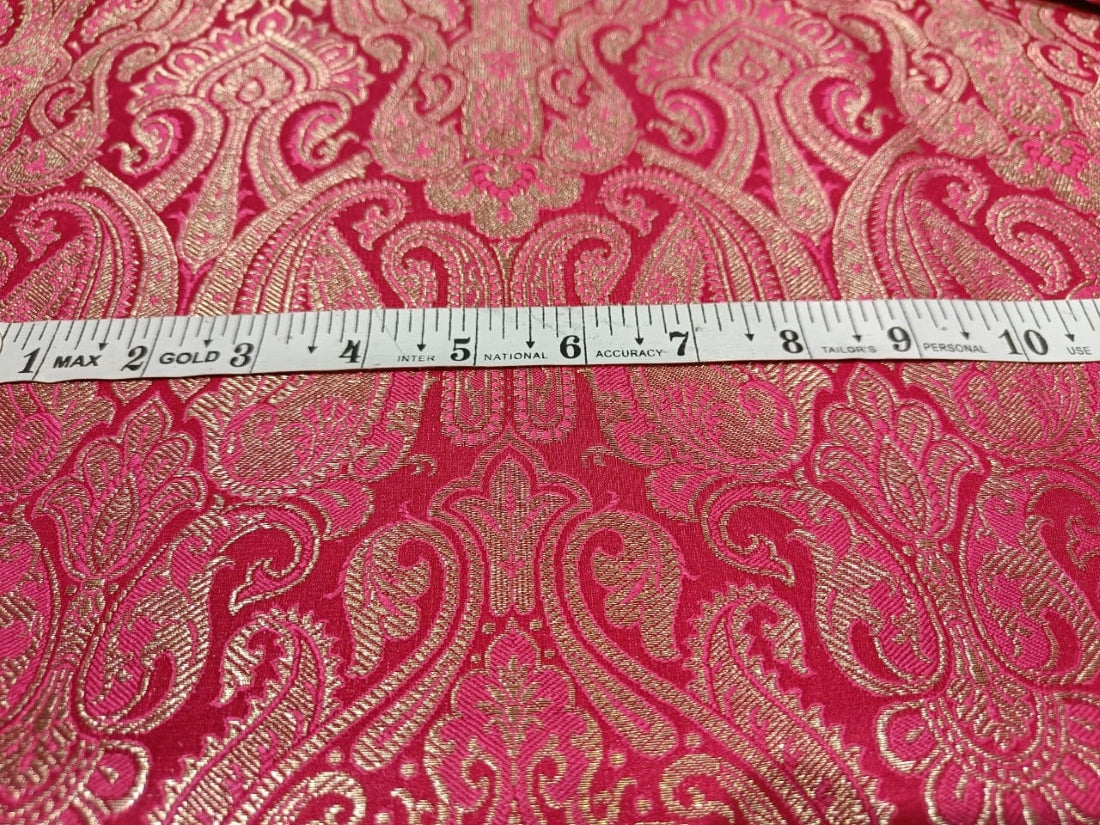 Silk Brocade fabric 44" wide BRO831 available in 8 colors [GREEN/ROSE PINK/RED/BISCUIT BEIGE/ EMRELED GREEN/PINK/ORANGE/ ELECTRIC BLUE]