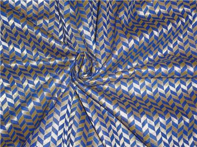 spun brocade fabric blue x metallic gold color 44" wide BRO537[2]