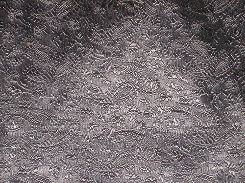 Silk Brocade Fabric ~Width 44&quot; Jet Black Paisleys