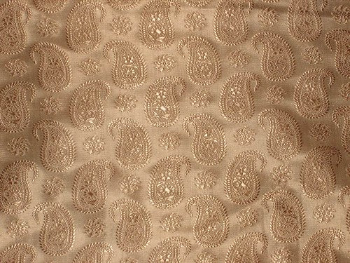 Silk Brocade~Width 44&quot; Light Bronze paisleys BRO6[1]