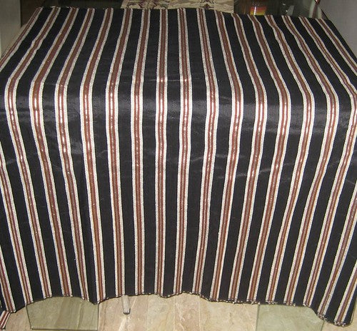 silk dupioni silk 44&quot; Black,Brown &amp; White colour stripes