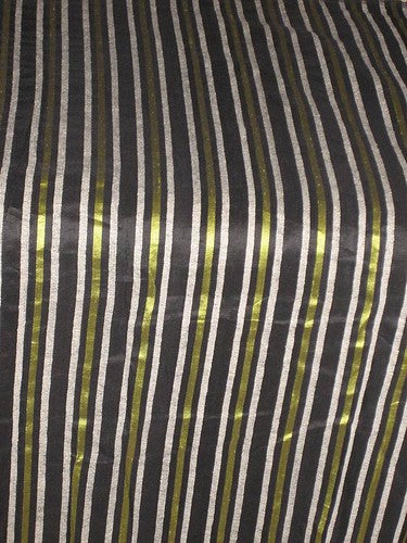 silk dupioni silk 44&quot; Yellow,Black &amp; White color stripes DUPS16[4] available for bulk preorder