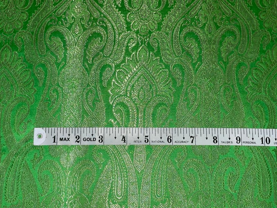 Silk Brocade fabric 44" wide BRO831 available in 8 colors [GREEN/ROSE PINK/RED/BISCUIT BEIGE/ EMRELED GREEN/PINK/ORANGE/ ELECTRIC BLUE]