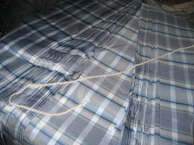 Dark and light blue colour gorgeous plaids~SILK TAFFETA FABRIC TAFC27[4] 54&quot; wide