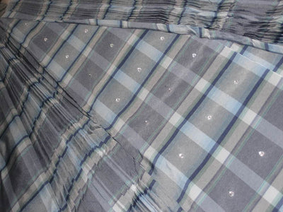 Dark and light blue colour gorgeous plaids~SILK TAFFETA FABRIC TAFC27[4] 54&quot; wide