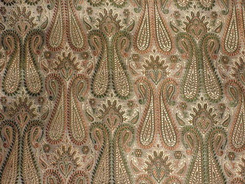 Silk Brocade~Width 44&quot; Green,Orange &amp; Gold BRO34[4]