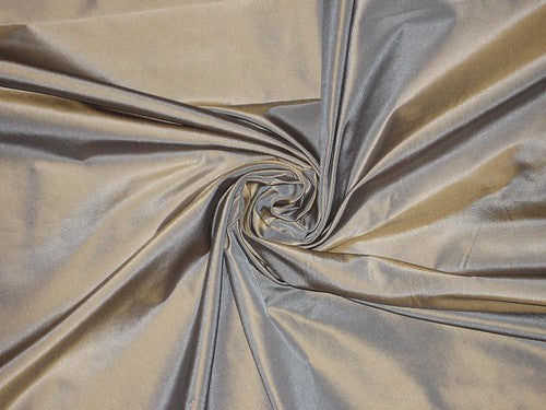 SILK TAFFETA FABRIC  Golden Sand and Blue/ Blueish grey colour x beige shot 54&quot; wide