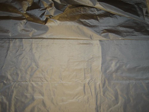 SILK TAFFETA FABRIC  Golden Sand and Blue/ Blueish grey colour x beige shot 54&quot; wide