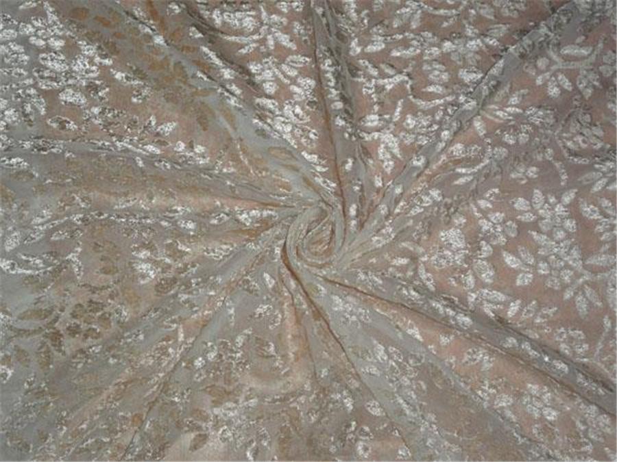 Beige Devore Polyester Viscose Burnout Velvet fabric ~ 44&quot; wide