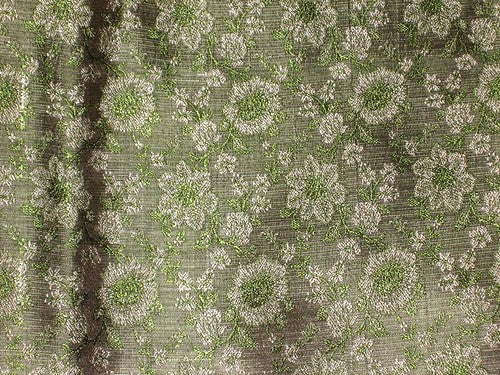 Silk Brocade Fabric Dark Green Color ~Width 44&quot;