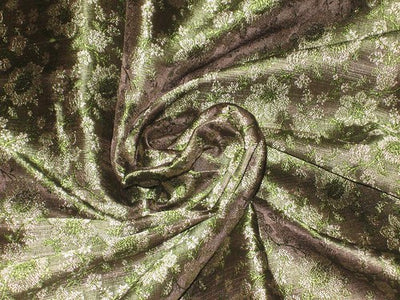 Silk Brocade Fabric Dark Green Color ~Width 44&quot;