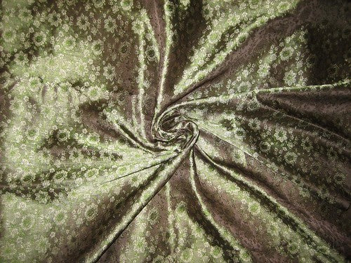 Silk Brocade Fabric Dark Green Color ~Width 44&quot;