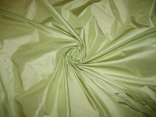 SILK TAFFETA FABRIC ~Apple Green &amp; cream color gorgeous small plaids 54&quot; wide TAFC4