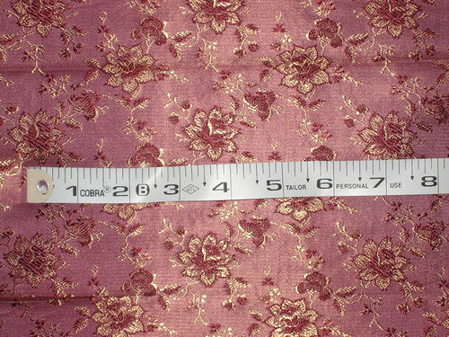 Silk Brocade Fabric Mauve, Maroon &amp; Gold floral 44" wide BRO28[3]