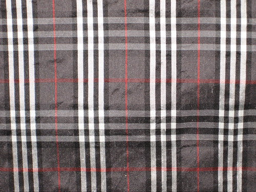 Silk Dupioni BLACK PLAIDS fabric