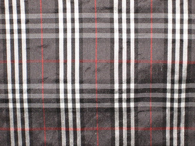 Silk Dupioni BLACK PLAIDS fabric