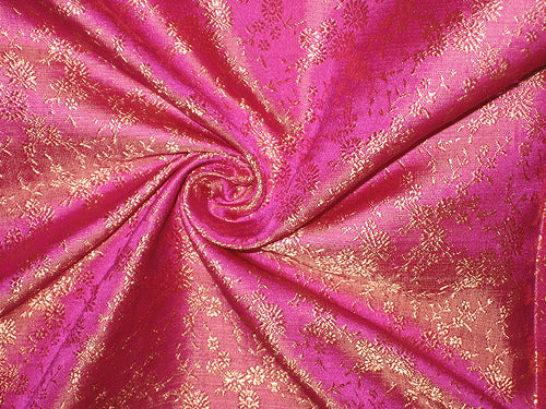 Silk brocade fabric Pink &amp; Gold colour BRO60[5]