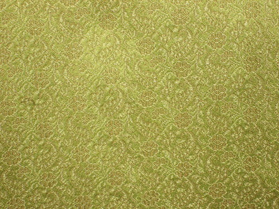 Spun Silk Brocade fabric Lime Green Color