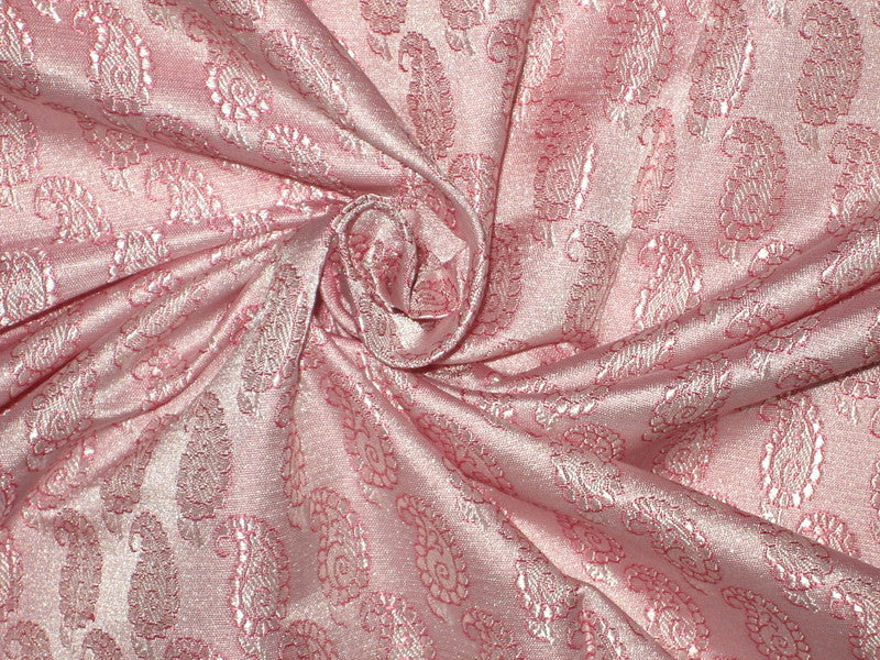 Jacquard Fabric Coat Fabric Gold Silk Jacquard Fabric Light Pink