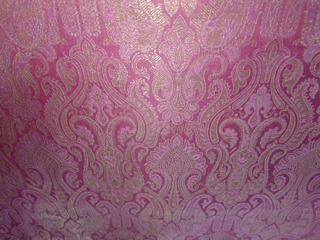 Silk Brocade fabric 44" wide BRO831 available in 8 colors [GREEN/ROSE PINK/RED/BISCUIT BEIGE/ EMRELED GREEN/PINK/ORANGE/ ELECTRIC BLUE]