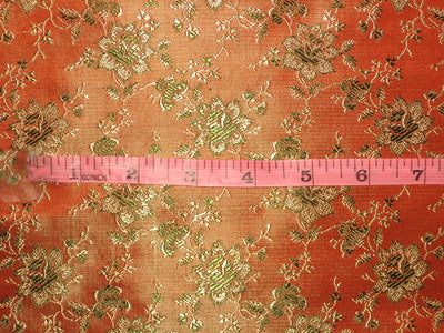 Silk Brocade fabric Orange,Gold &amp; Green 44&quot;BRO19[3]