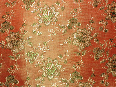 Silk Brocade fabric Orange,Gold &amp; Green 44&quot;BRO19[3]