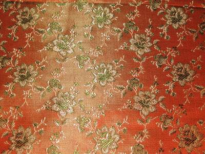 Silk Brocade fabric Orange,Gold &amp; Green 44&quot;BRO19[3]