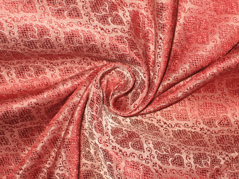 Silk Brocade Fabric Wine Red &amp; Grey 44" wide BRO61[5]