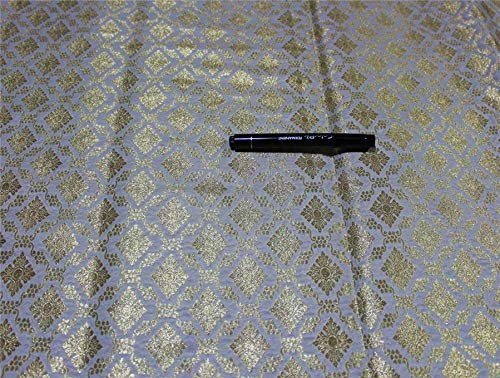 Silk Brocade Fabric Ivory x Metallic Gold Color 44" wide BRO655[5]