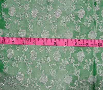 Silk brocade fabric green X silver 44" wide BRO661[3]