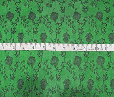 Silk brocade fabric green X BLACK 44" wide BRO661[4]