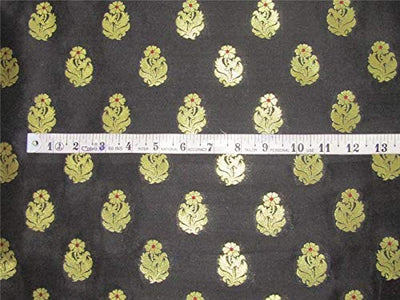 Silk Brocade Fabric Black x metallic gold color 44" wide BRO661[1]