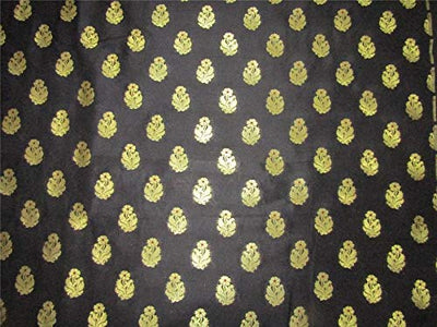 Silk Brocade Fabric Black x metallic gold color 44" wide BRO661[1]