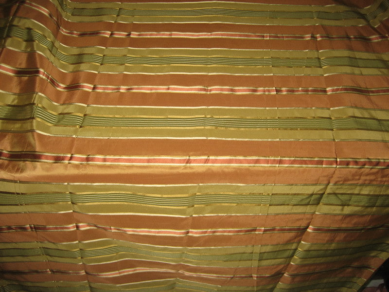 Silk Taffeta Fabric Rust,Green &amp; Gold with Satin Stripe 54&quot; wide   TAFS83[1]