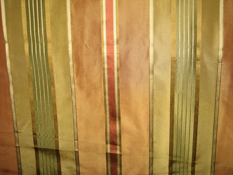 Silk Taffeta Fabric Rust,Green &amp; Gold with Satin Stripe 54&quot; wide   TAFS83[1]