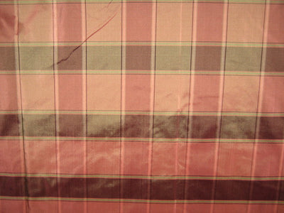 Silk Taffeta Fabric Shades of Pink &amp; Green plaids 54&quot; wide